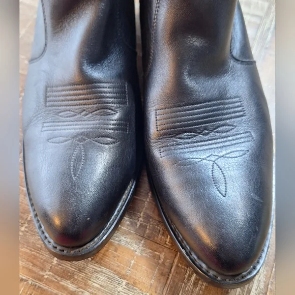 DURANGO TR820 Black Leather Side Zip Boots Men 13D Western Dress Boot Short